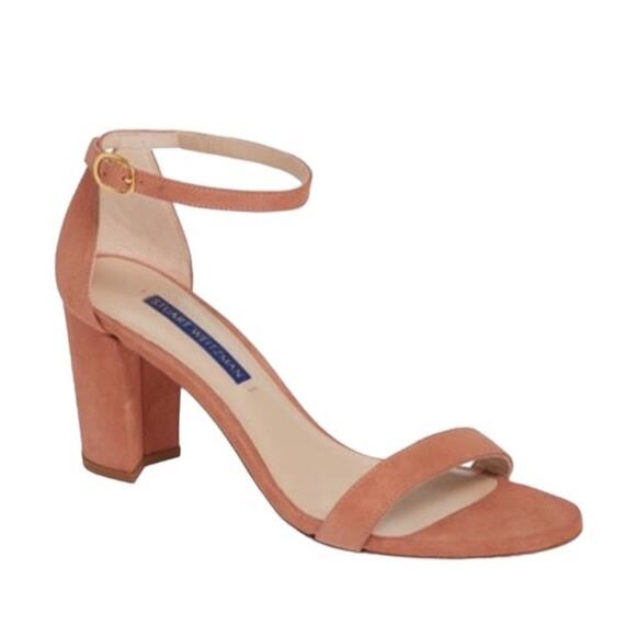 New Stuart Weitzman NearlyNude Suede Ankle Strap Sandal in Desert Rose Size 10 - Picture 1 of 14